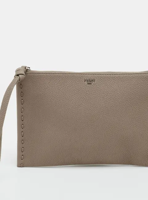 Fendi Beige Selleria Leather Wristlet Clutch