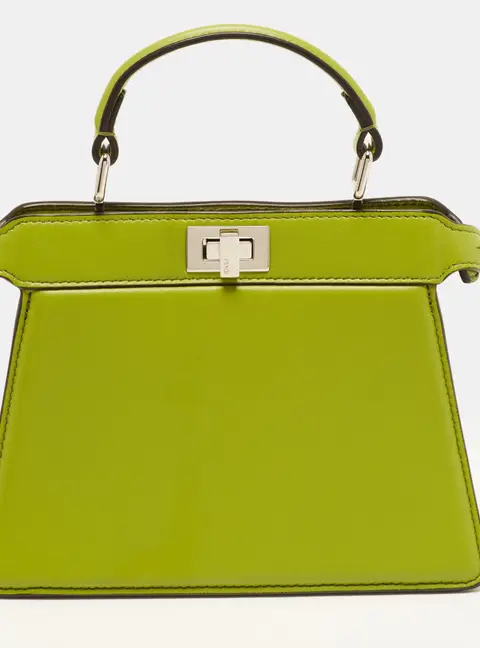 Fendi Peekaboo ISeeU Petite Lime Green Leather Top Handle Bag