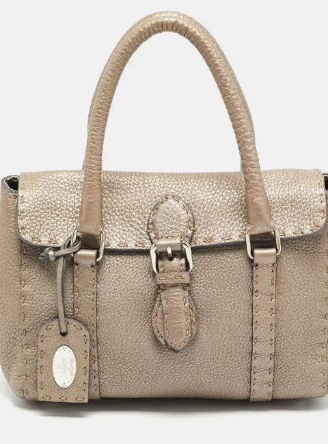 Fendi Linda Grey Leather Tote