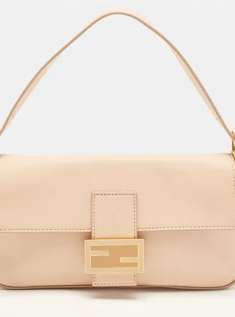 Fendi Baguette Nude Leather Shoulder Bag