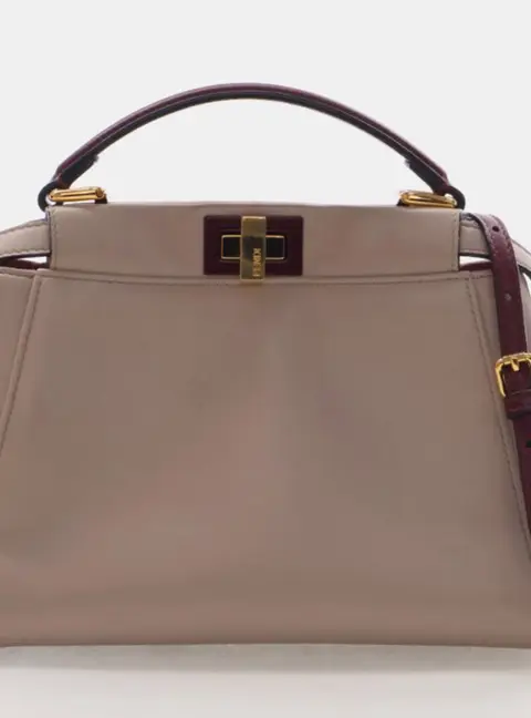 Fendi Peekaboo Mini Beige Nappa Leather Top Handle Bag