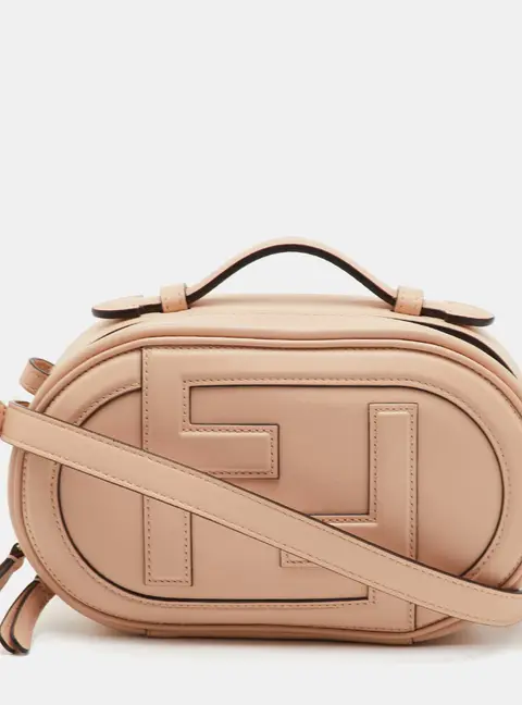 Fendi FF O'Lock Mini Beige Leather Camera Case Shoulder Bag
