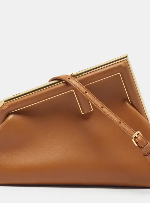 Fendi First Small Brown Leather Clutch