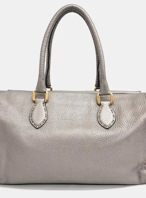 Fendi Grey Leather Fendi Selleria tote bag
