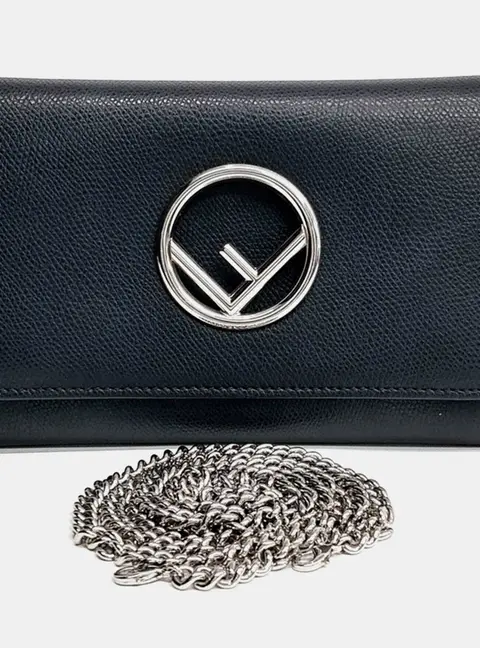 Fendi Black Leather Can I Mini Crossbody Bag