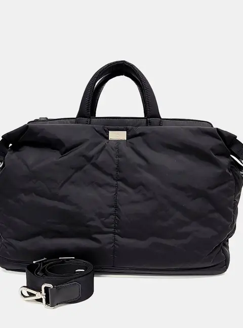 Fendi Pequin Nylon Peekaboo Black Nylon Top Handle Bag