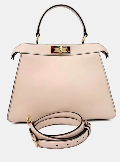 Fendi Peekaboo I See U Medium Ivory Calfskin Leather Top Handle Bag