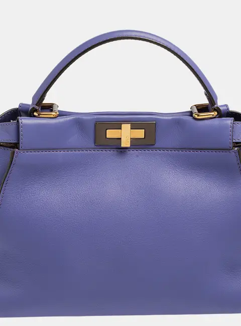Fendi Purple Leather Medium Peekaboo Top Handle Bag