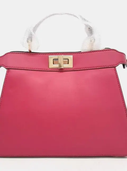 Fendi Peekaboo ISeeU Small Hot Pink Leather Top Handle Bag