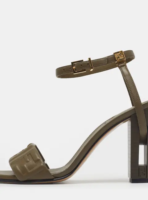 Fendi Delfina Size 38 Green Leather Ankle Strap Sandals