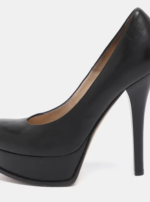 Fendi Black Leather Fendista Platform Pumps Size 38