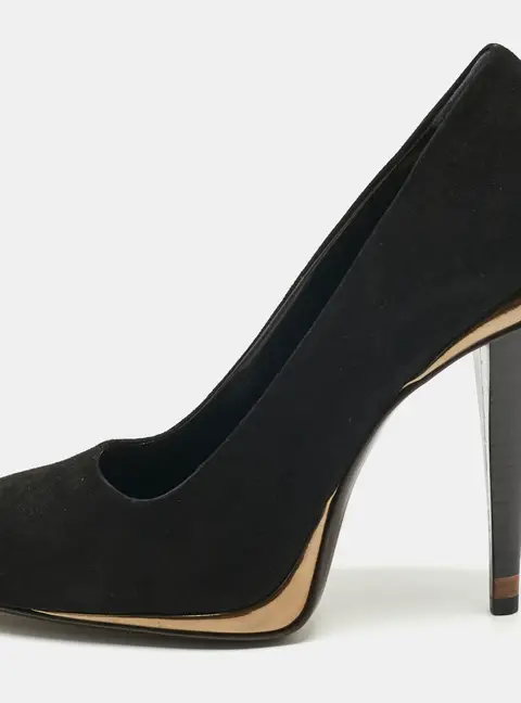 Fendi Black Suede Round Toe Pumps Size 40