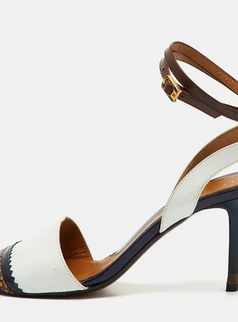 Fendi Multicolor Leather Ankle Wrap Sandals Size 38