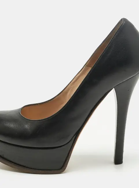 Fendi Black Leather Fendista Platform Pumps Size 37.5