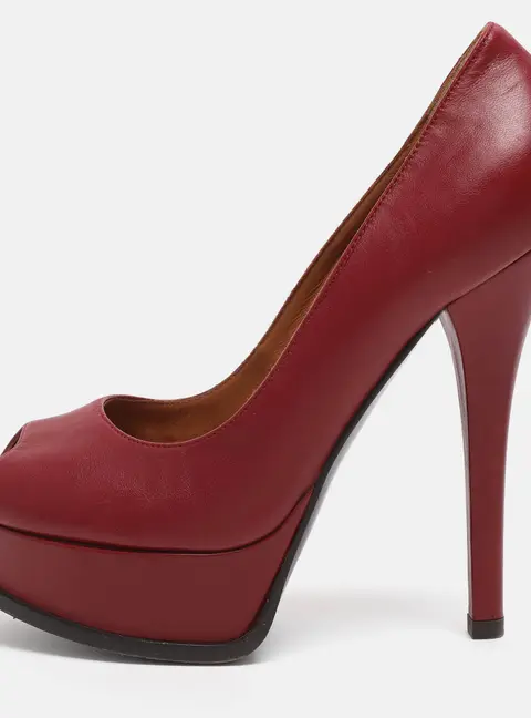 Fendi Red Leather Fendista Platform Pumps Size 38.5