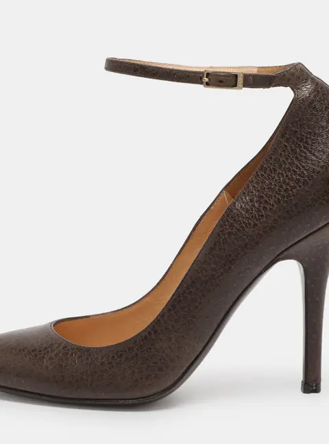 Fendi Brown Leather Ankle Strap Pumps Size 36.5