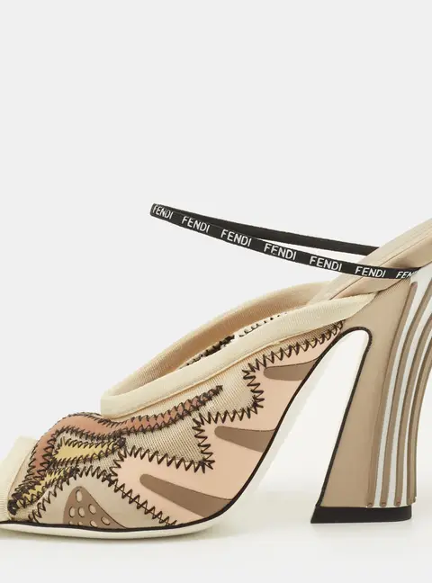 Fendi Size 35 Multicolor Fabric and Mesh Ankle Strap Sandals