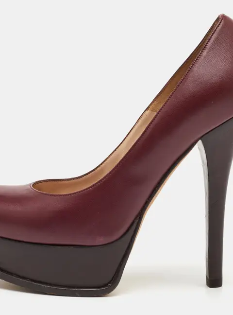 Fendi Fendista Size 38 Burgundy Leather Platform Pumps