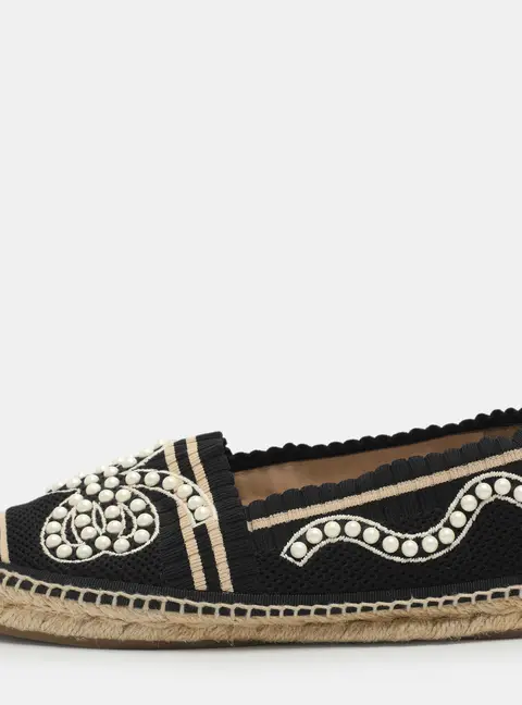 Fendi Size 37 Black Fabric Espadrille Flats