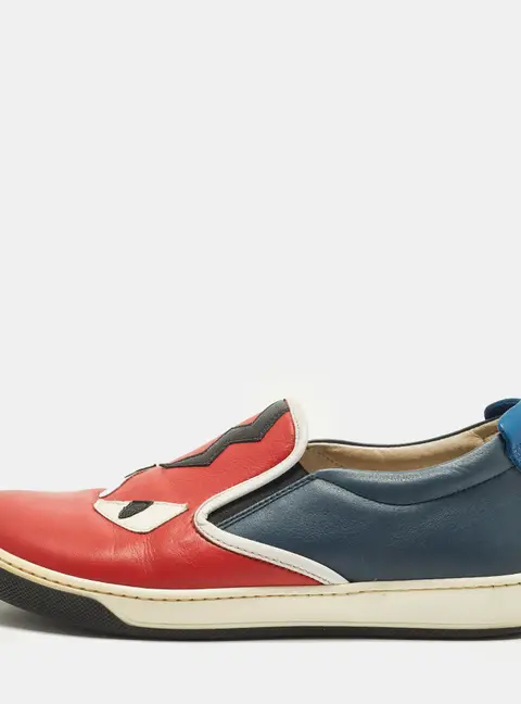 Fendi Monster Eyes Size 37 Multicolor Leather Slip On Sneakers