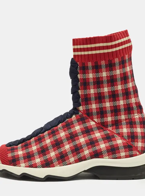 Fendi Size 37 Multicolor Knit Fabric High Top Sneakers