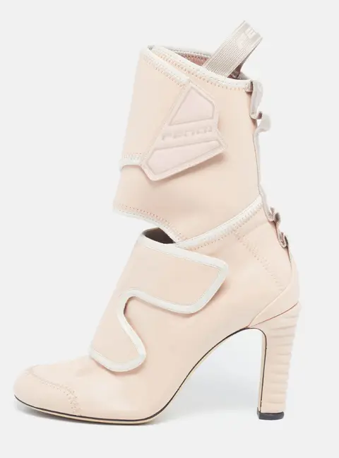 Fendi Size 37 Pink Leather Ankle Length Boots