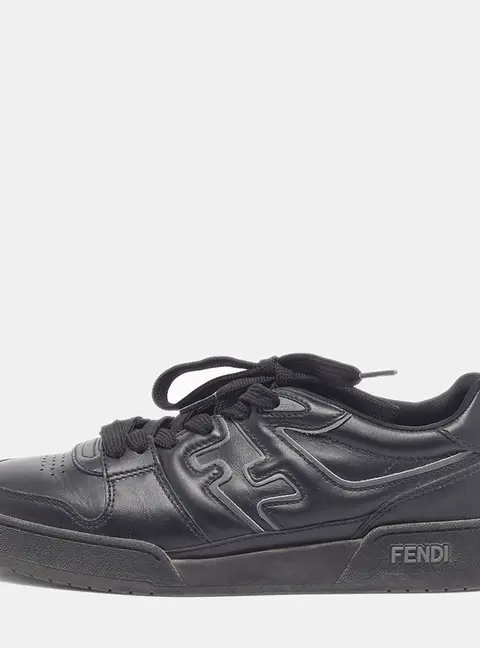 Fendi Match Size 38 Black Leather Low Top Sneakers
