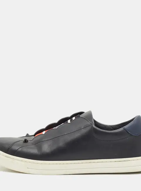 Fendi Rockoko Size 38 Tricolor Leather Slip On Sneakers