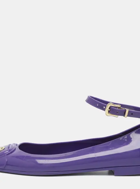 Fendi Size 40 Purple Jelly Peep Toe Ballet Flats
