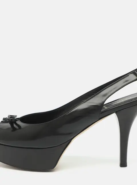 Fendi Fendista Size 41 Black Leather Slingback Sandals