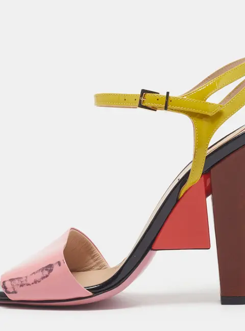 Fendi Size 39 Multicolor Patent Leather Ankle Strap Sandals