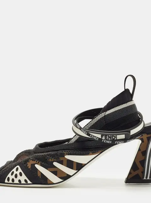 Fendi FFreedom Size 38.5 Multicolor Mesh and Neoprene Ankle Strap Sandals