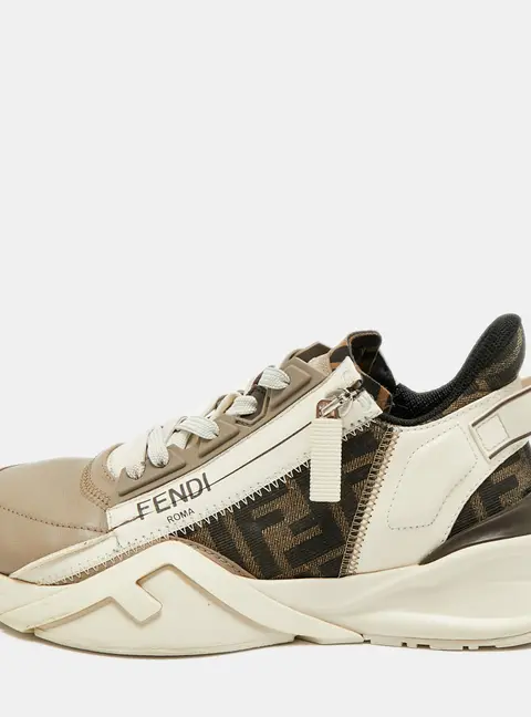 Fendi Flow Size 38 Multicolor Zucca Canvas and Leather Low Top Sneakers
