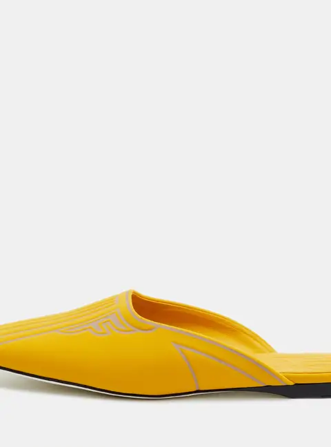 Fendi FFreedom Size 37 Yellow Neoprene Flat Mules