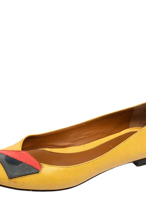 Fendi Yellow Leather Monster Ballet Flats Size 36