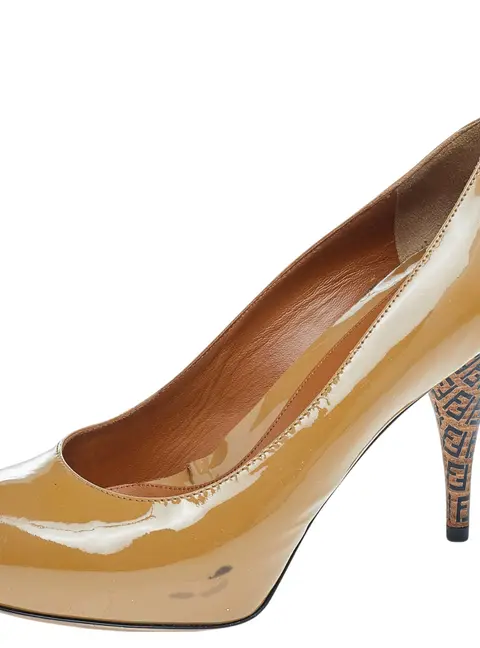 Fendi Beige Patent Leather Platform Pumps Size 36