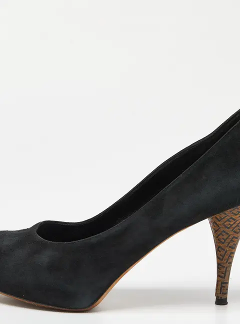 Fendi Black Suede Zucca Heel Pumps Size 37