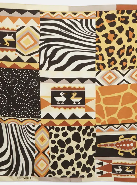 Frey Wille Brown Print Silk Square Scarf