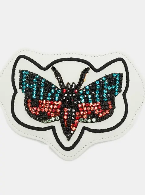 Gucci Ace Tropical Butterfly Crystal Patch White Leather