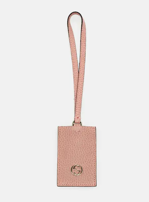 Gucci Interlocking G Luggage Tag Pink Leather