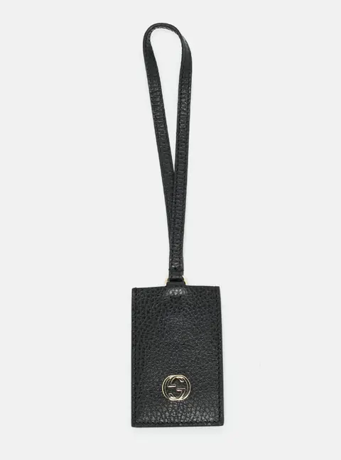 Gucci Interlocking G Luggage Tag Black Leather