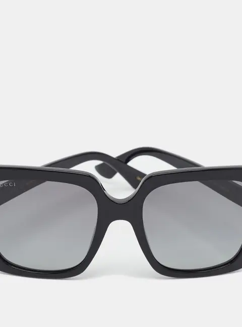Gucci Black Gradient GG0418S Logo Crystals Square Sunglasses
