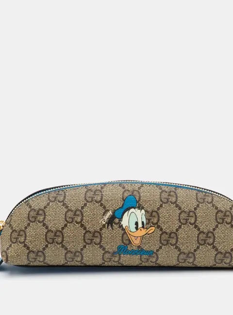 Gucci x Disney Donald Duck Beige/Blue GG Supreme Canvas and Leather Pencil Case