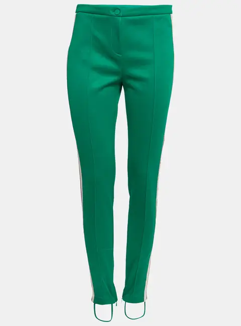 Gucci Green Technical Jersey Web Stripe Logo Trimmed Leggings M