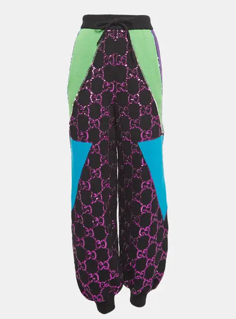 Gucci Black GG Sequin Rib Knit Sweatpants XS