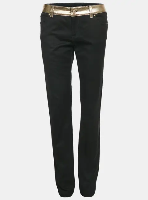Gucci Black Denim Gold Print Skinny Jeans M Waist 32"