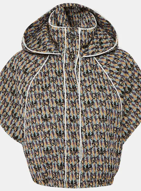 Gucci X Adidas Multicolor Tweed GG Trefoil Cropped Zip Up Vest S