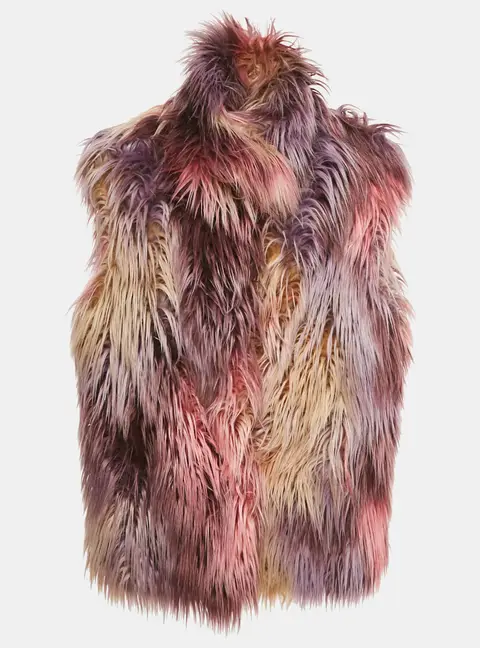 Gucci Pink Faux Fur Sleeveless Jacket S