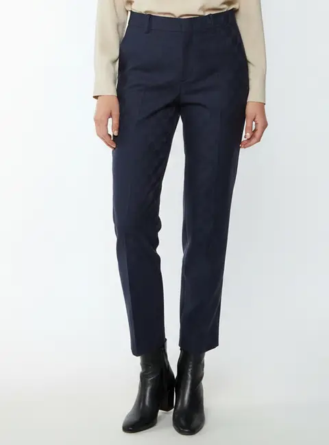 Gucci Navy Blue GG Jacquard Wool Regular Fit Trousers S