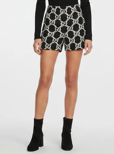 Gucci Black/White GG Monogram Tweed Regular Fit Shorts XXXS